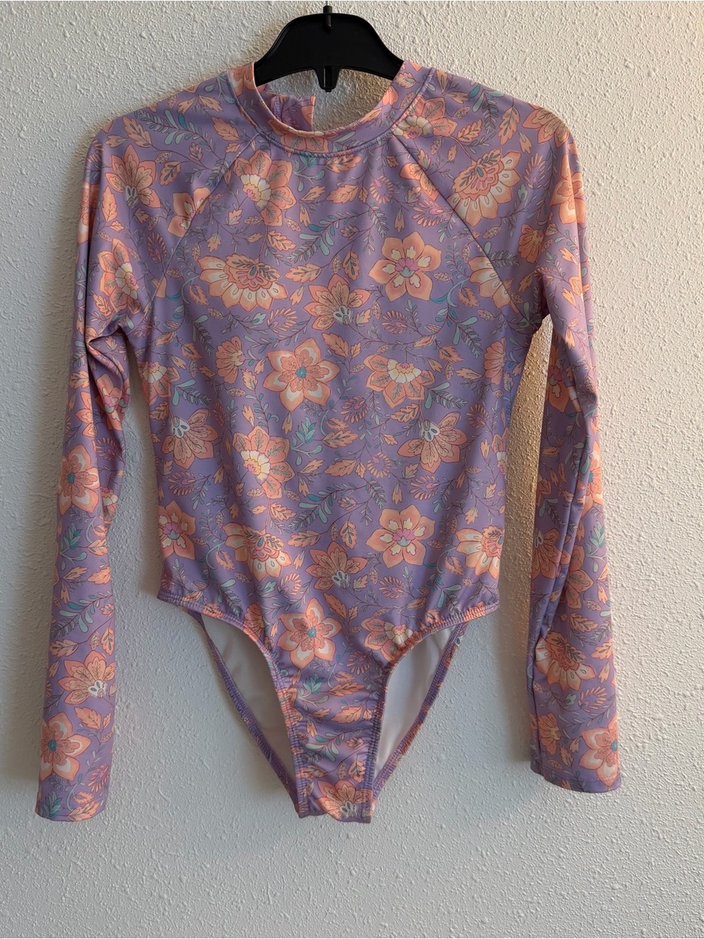 Billabong Lavender and Peach Floral Long-Sleeve Kids Rashguard